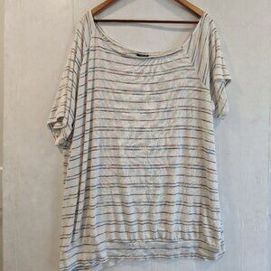 TORRID women's multi colored stripe shirt sleeve knit sweater top